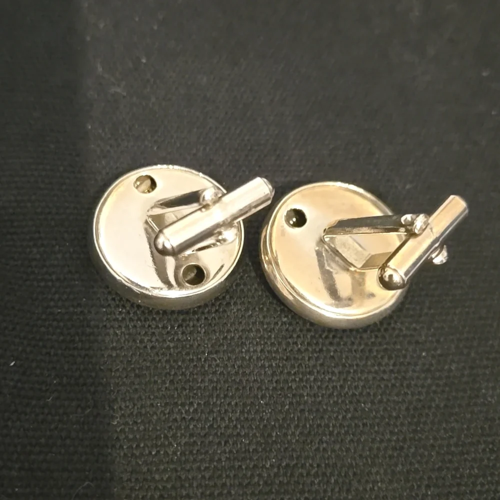 Vintage silver button Styled ribbed cuff links
